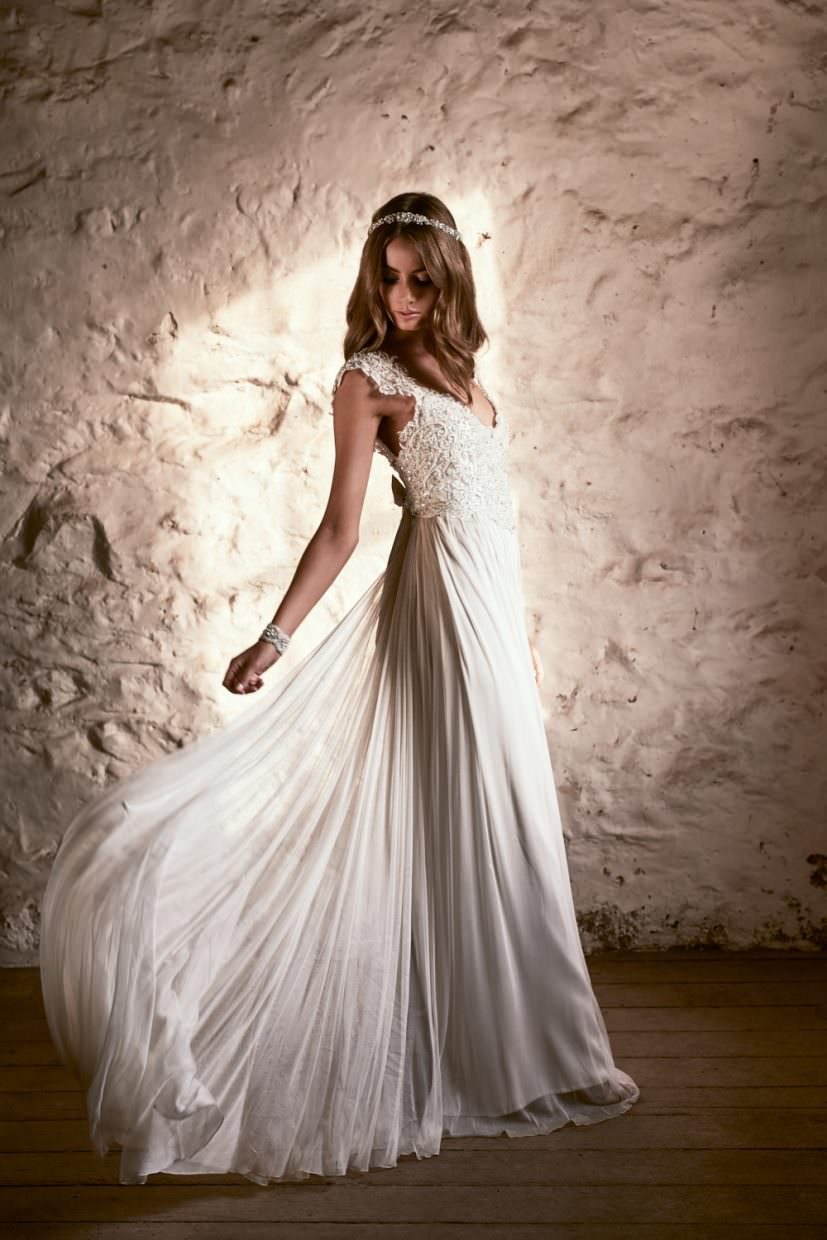 silk and tulle wedding dress