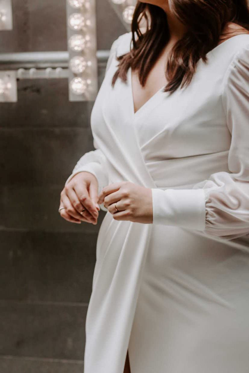 Nikki Curve Gown  Plus Size Simple Wrap Wedding Dress