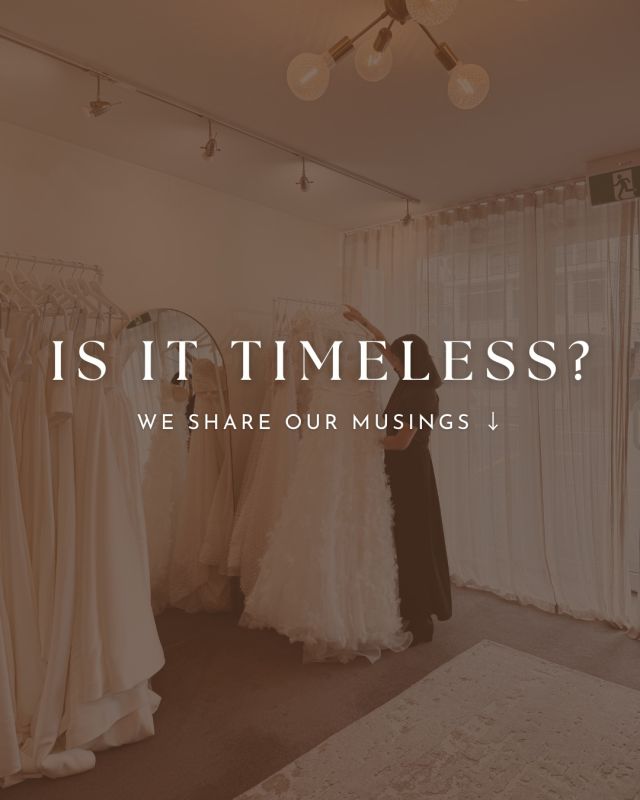 We’re often asked: “Is this timeless?”⁠
The truth is, every gown belongs to a moment in time, and that’s a beautiful thing. What feels bold or unexpected today often becomes tomorrow’s classic. Just look at how styles have already circled back: basque waists from the 80s, 90s minimalism, and bold silhouettes are all having their moment again.⁠
⁠
Rather than worrying about what the future will think, focus on how the gown makes you feel right now. Confident. Beautiful. Completely yourself. Because when you look back, it won’t just be about the style—it’ll be about the joy and magic you carried in that gown on your day.⁠
⁠
So don’t be afraid to take risks. The most timeless thing you can wear is how incredible you feel in this chapter of your life. ❤️⁠
⁠
